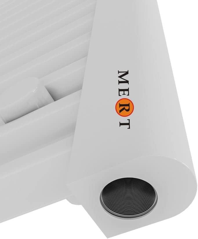 MERT Comfort Badheizkörper 400x1200mm Mittelanschluss Pulverbeschichtet Verkehrsweiss RAL9016 geboge