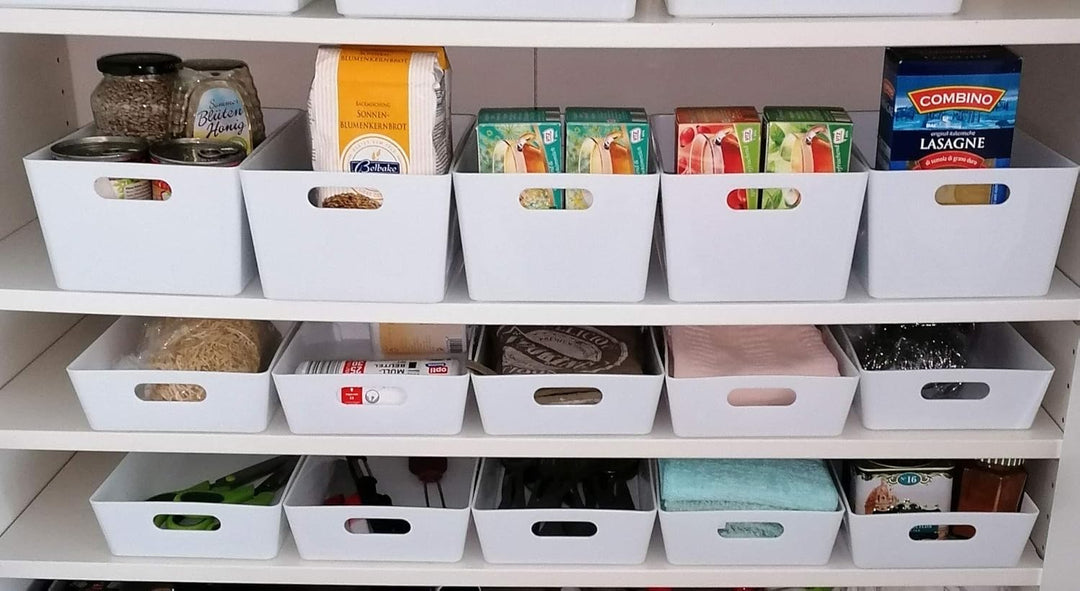 6x Ordnungsboxen - 6 cm hoch - WEIss - 25x17x6cm - 2 Liter - DINA5 - Ordnungskorb - Schubladenorgani