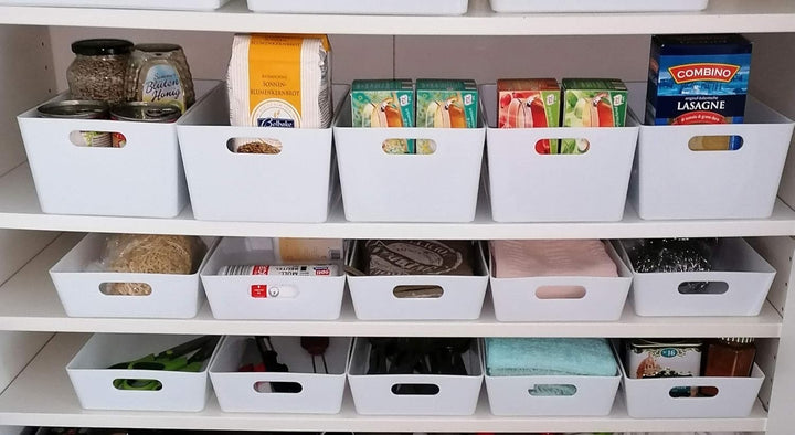 6x Ordnungsboxen - 6 cm hoch - WEIss - 25x17x6cm - 2 Liter - DINA5 - Ordnungskorb - Schubladenorgani