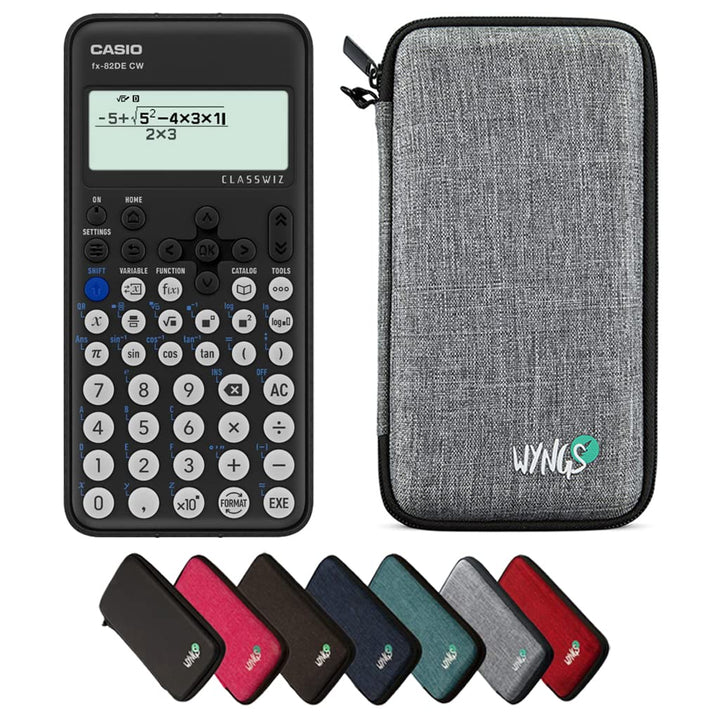 CALCUSO Sparpaket: Casio FX-82DE CW ClassWiz technisch-wissenschaftlicher Schulrechner + WYNGS Schut