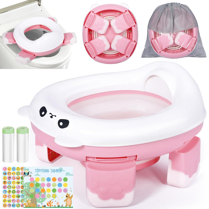 Toilettensitz Kinder, Töpfchen für Unterwegs, Reisetoilette Kinder, Faltbares Töpfchen, Anti-Rutsch-