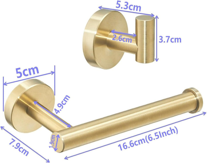 Leekayer Gebürstet Goldene Klopapierhalter,Handtücher Haken 2 Stück Badezimmer,Bad Accessoires,Wandm