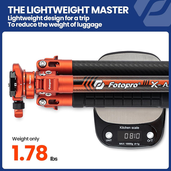 Fotopro X-Aircross 3 Lite Leichtes Reisestativ aus Kohlefaser 157cm mit Panoramakugelkopf 0,81kg Ult