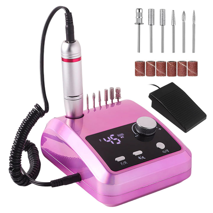 CozyZen Elektrische Nagelfräser Professional: 45000 U/min Nagelpflege-Kit mit LCD-Display, Hand- & F