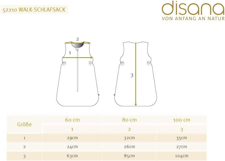 Disana Walk-Schlafsack aus Wolle, besonders warm, voll gefüttert | 100% Bio-Merinowolle GOTS - Futte