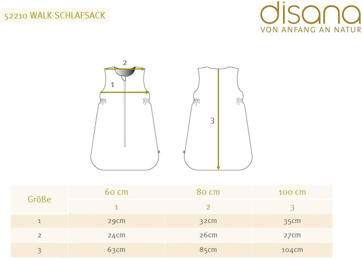 disana Walk-Schlafsack aus Wolle, besonders warm, voll gefüttert | 100% Bio-Merinowolle GOTS - Futte