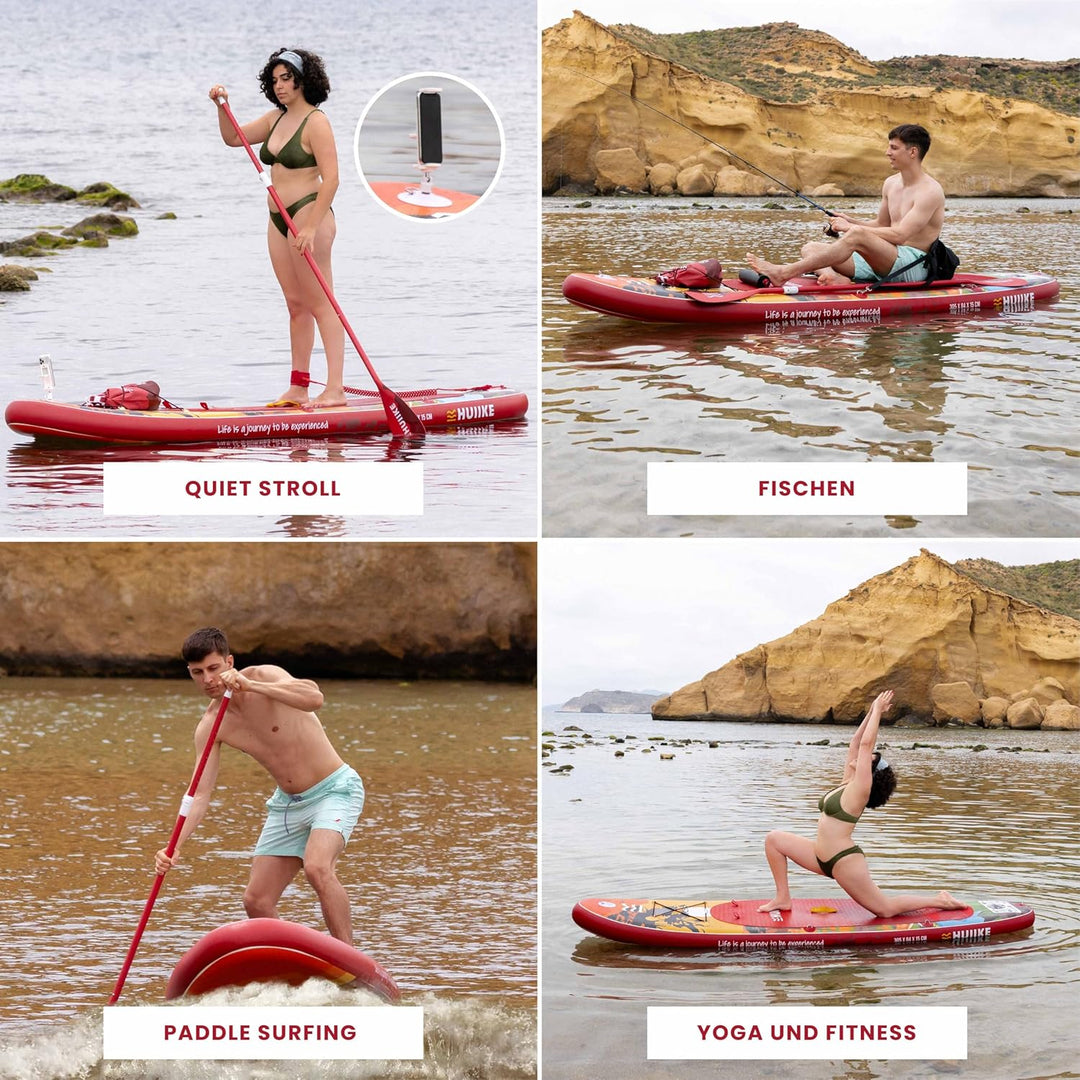 HUIIKE Stand Up Paddling Board mit Zubehör, Paddel, Finnen, Pumpe. Paddle Sup Board Aufblasbar Hohe