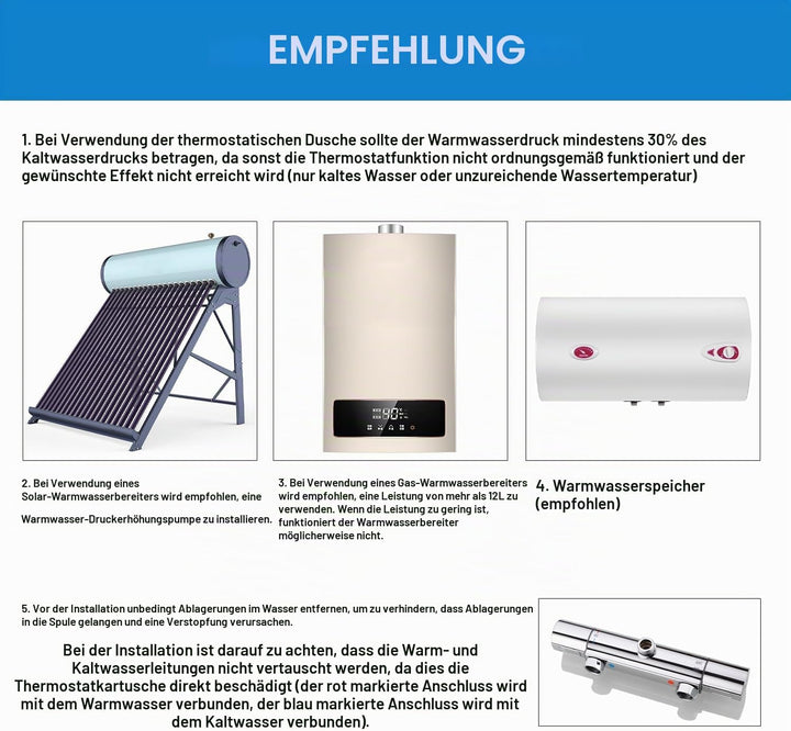 BONADE Duschsystem mit Thermostat Regendusche Duschkopf aus 304 Edelstahl, Duscharmatur Komplettset