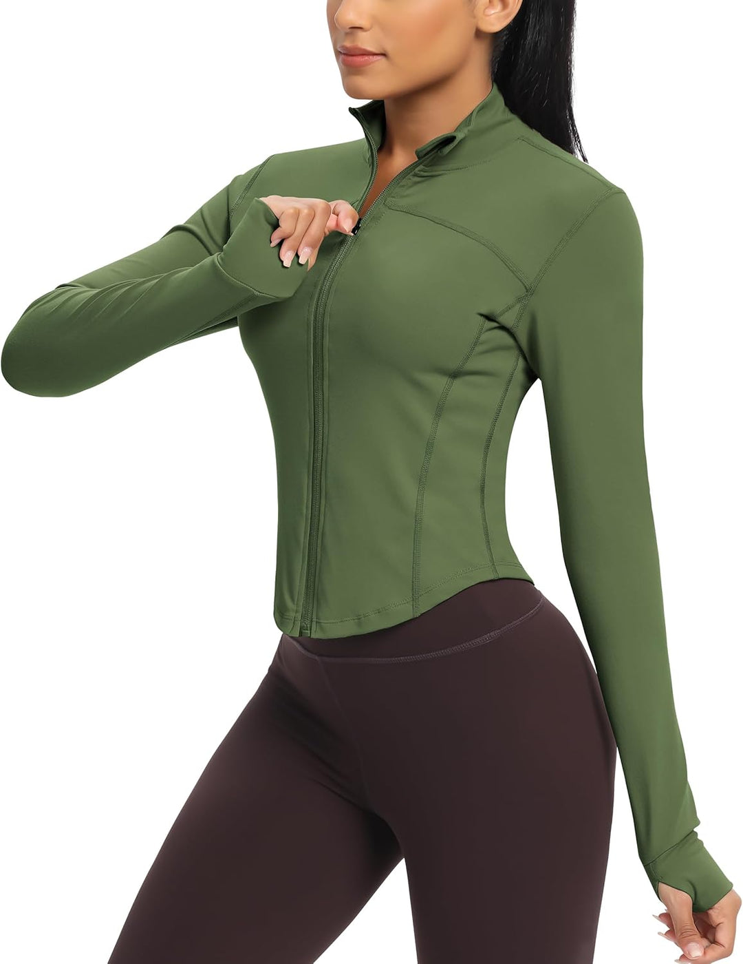 QUEENIEKE Laufjacke Damen Enge Sportoberteil Langarm Atmungsaktive Hoher Kragen Sportjacke Mit Reiss