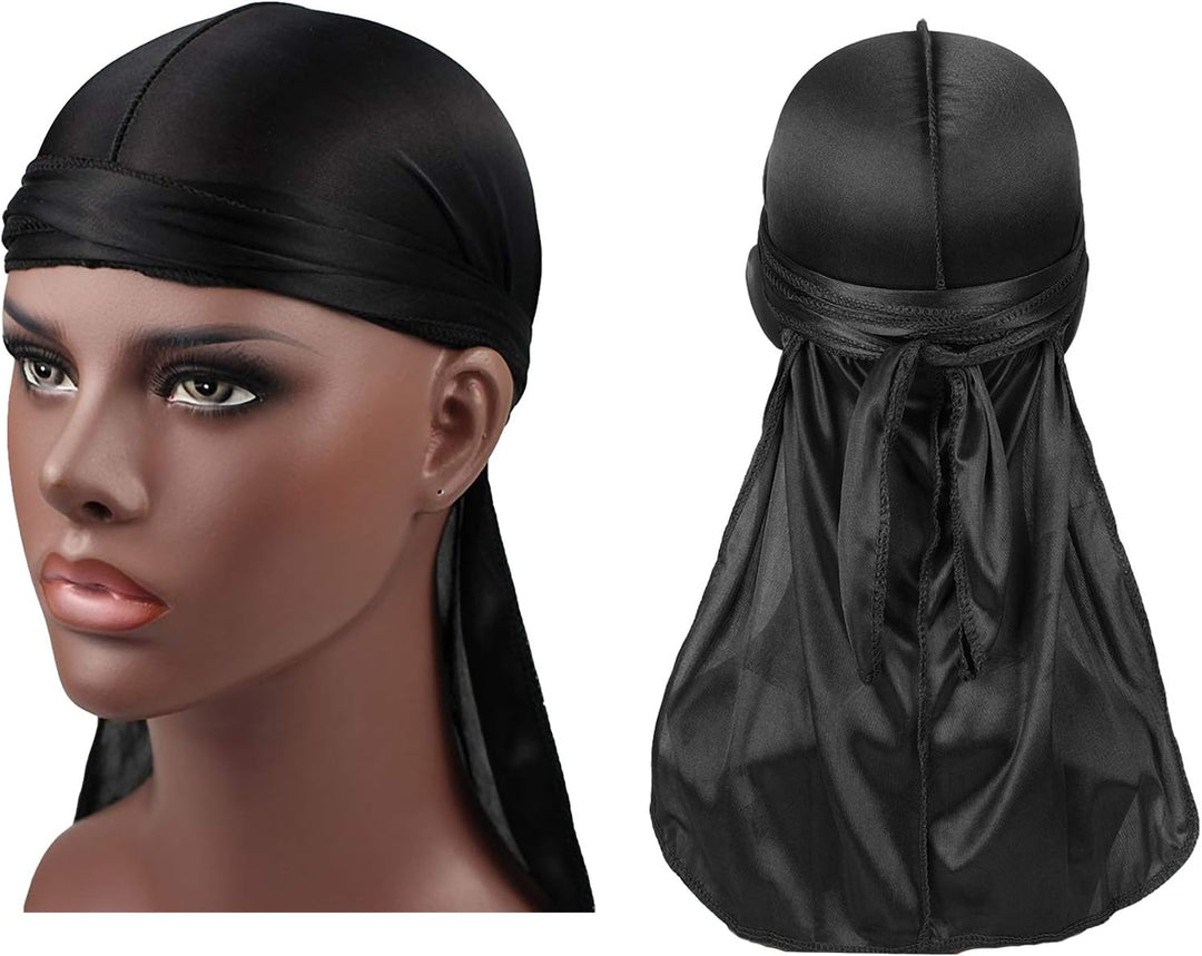 3 Stück Seidige Durag Packung mit Wellenkappe für Männer Frauen Wellen, Satin Doo Rag, Kopfwickel Du