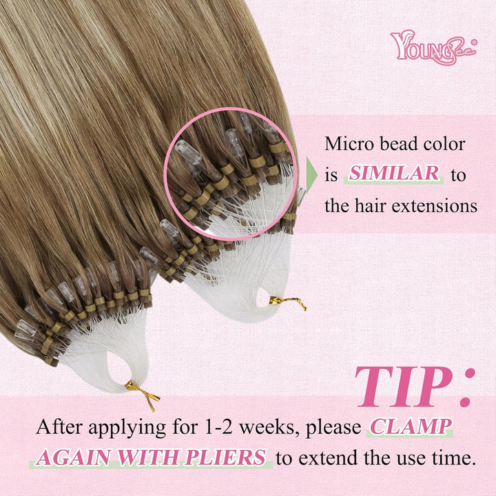YoungSee Microring Extensions Ombre 60 cm Microring Extensions Echthaar 1g Ombre Micro Loop Extensio