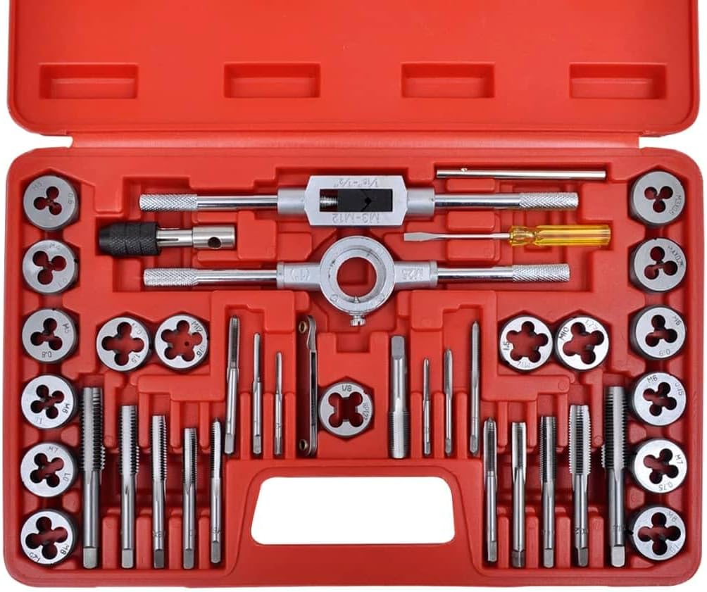 vidaXL Gewindeschneider Satz 40-tlg. Gewindebohrer Wolfram Schneideisen Set, 40