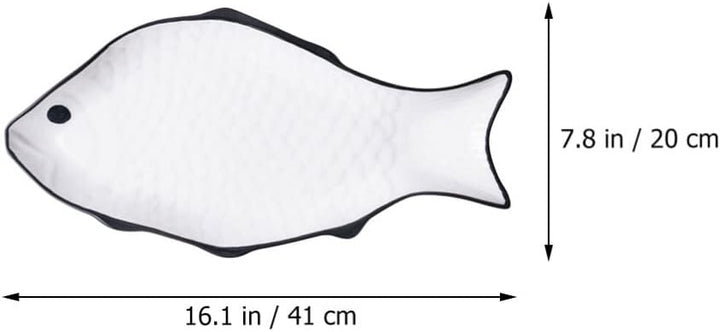 Cabilock Kuchenteller Keramische Servierplatte Fischform Dinner Platte Serviert Teller Lebensmittela