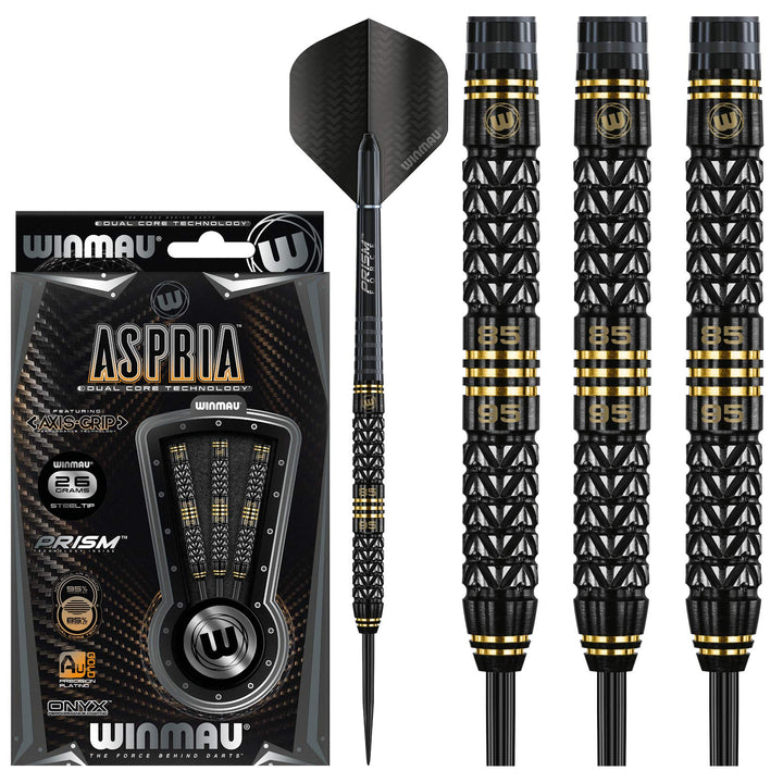 WINMAU Aspria 26g Profi Wolfram Steeltip Dartpfeile Set mit Flights und Schäfte