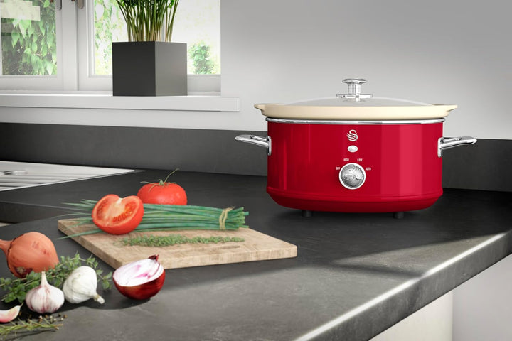 Swan Retro SF17021RNEU Schongarer, 3,5 l, abnehmbarer Behälter, Antihaftbeschichtung, Keramik, frei