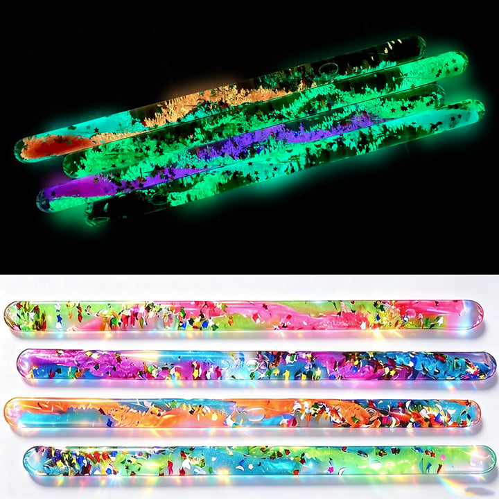 4 Stück 30 cm Jumbo Spiral Glitzer Zauberstäbe Kinder, Leuchtende Sensorikspielzeug, Autismus Spielz