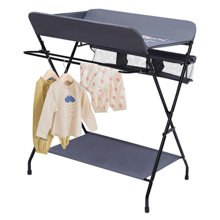 Baby Wickelkombi - klappbare Wickelkommode, mobiler Wickeltisch mit Wickelauflage, Sicherheitsgurt u