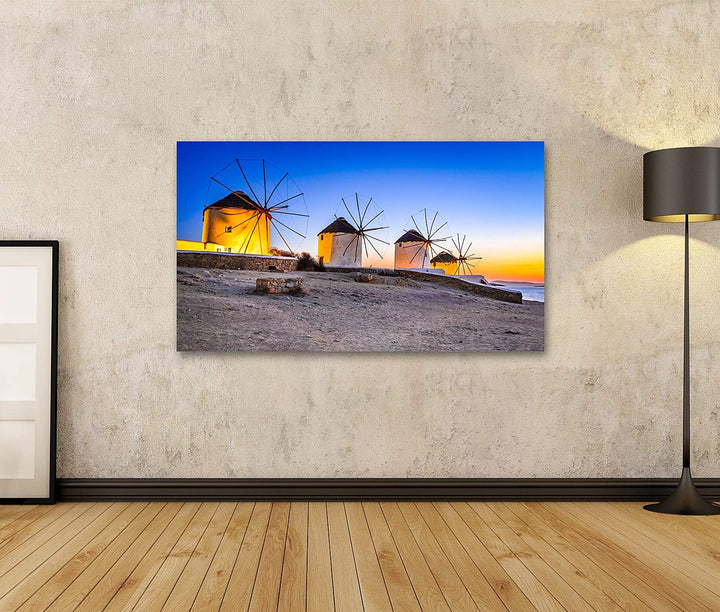 islandburner Bild auf Leinwand Mykonos Kato Mili Windmühle Griechenland Bilder Wandbilder Poster Lei