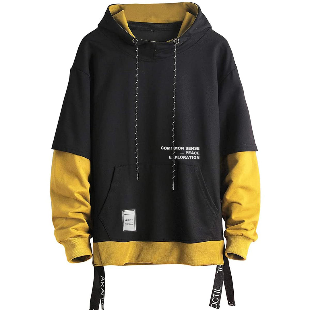 Moshtashio Kapuzenpullover für Herren, Patchwork Hoodie mit Kontrastfarbe Langarm Basic Sweatshirt P