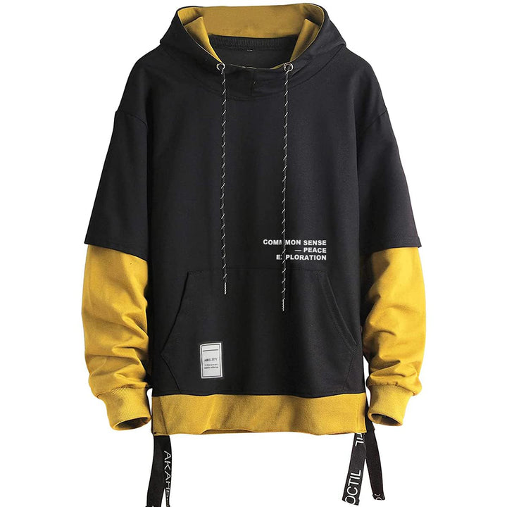 Moshtashio Kapuzenpullover für Herren, Patchwork Hoodie mit Kontrastfarbe Langarm Basic Sweatshirt P