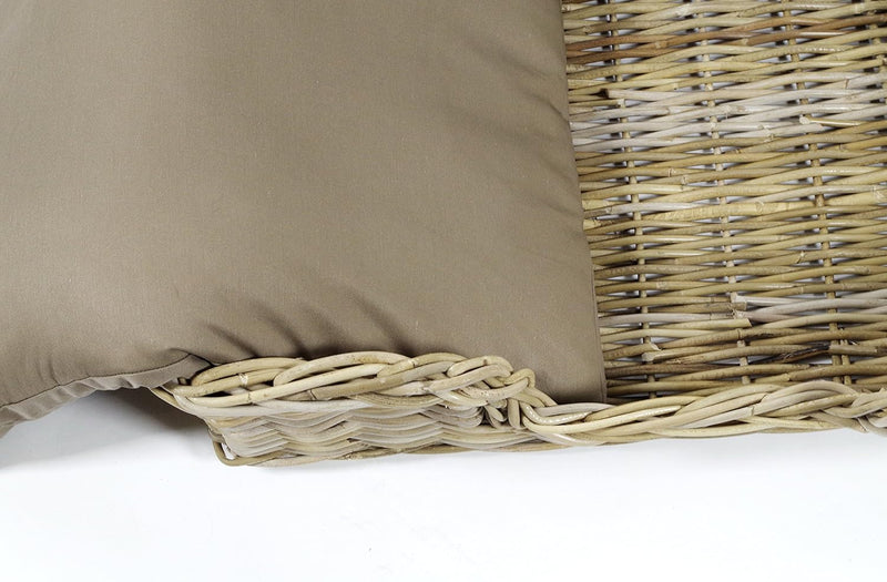 Kobolo Hundekorb Hundesofa aus stabilem Rattan geflochten inkl. Kissen 81x62x21 cm