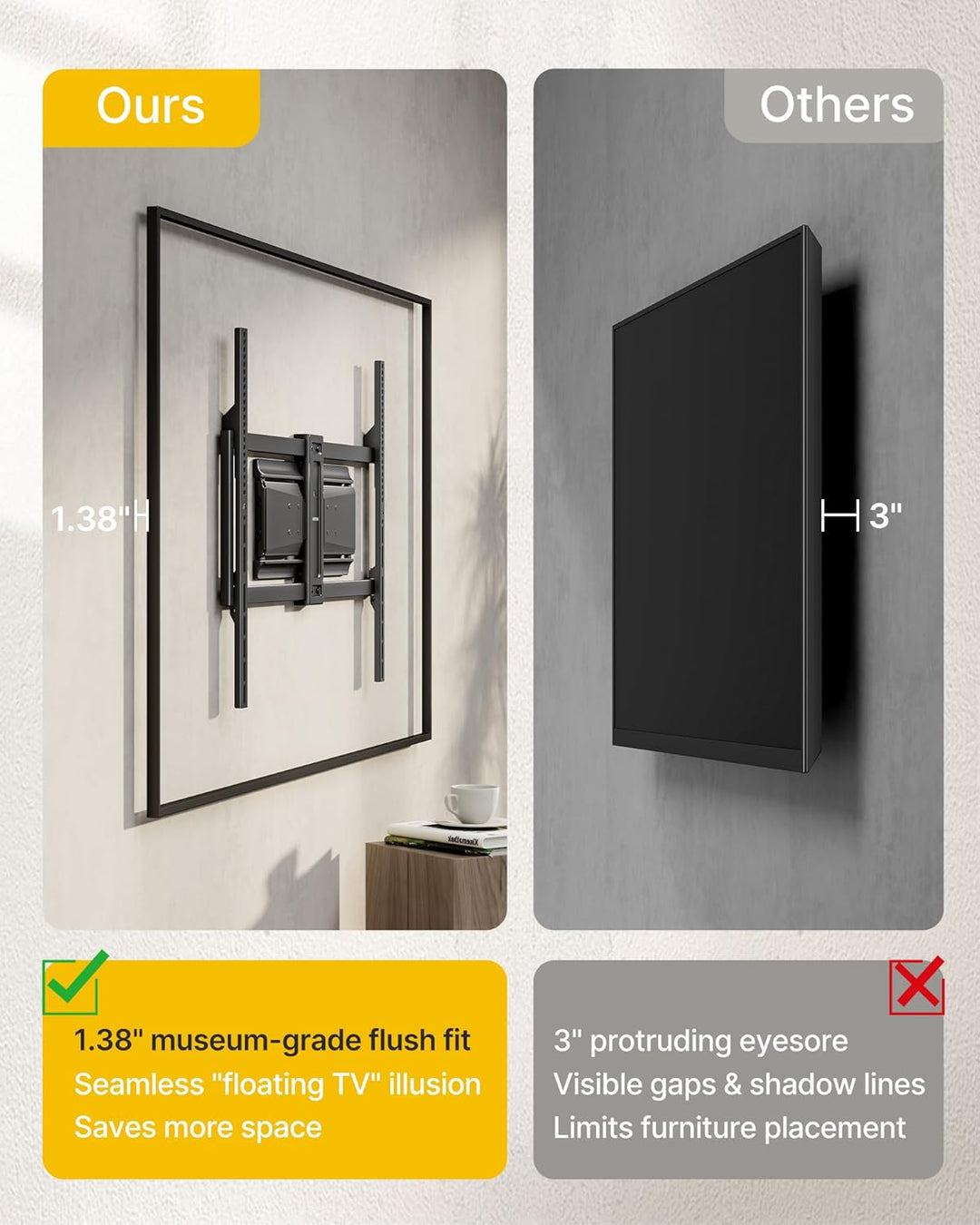 monTEK Hochbelastbare Ultra Slim TV Wandhalterung für 50-100 Zoll Fernseher bis zu 85kg, Schwenk &amp; N