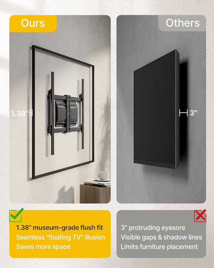 monTEK Hochbelastbare Ultra Slim TV Wandhalterung für 50-100 Zoll Fernseher bis zu 85kg, Schwenk &amp; N