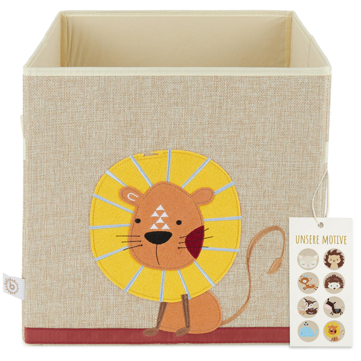 Bieco Aufbewahrungsbox Kinder | Löwen Motiv ca. 36L faltbar | Süsse Spielzeug Kiste für Kallax Regal