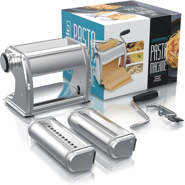 Arendo - Nudelmaschine Pasta Maker – Edelstahl – Nudelpresse – 7 einstellbare Stärken - manuell - Du