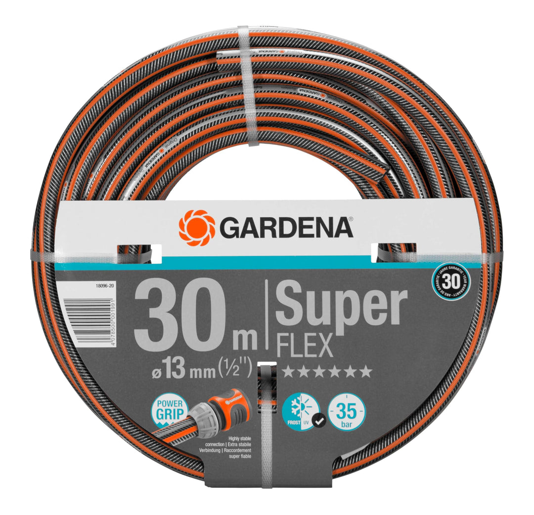 Gardena Premium SuperFLEX Schlauch 13 mm (1/2 Zoll), 30 m: Gartenschlauch mit Power-Grip-Profil, 35