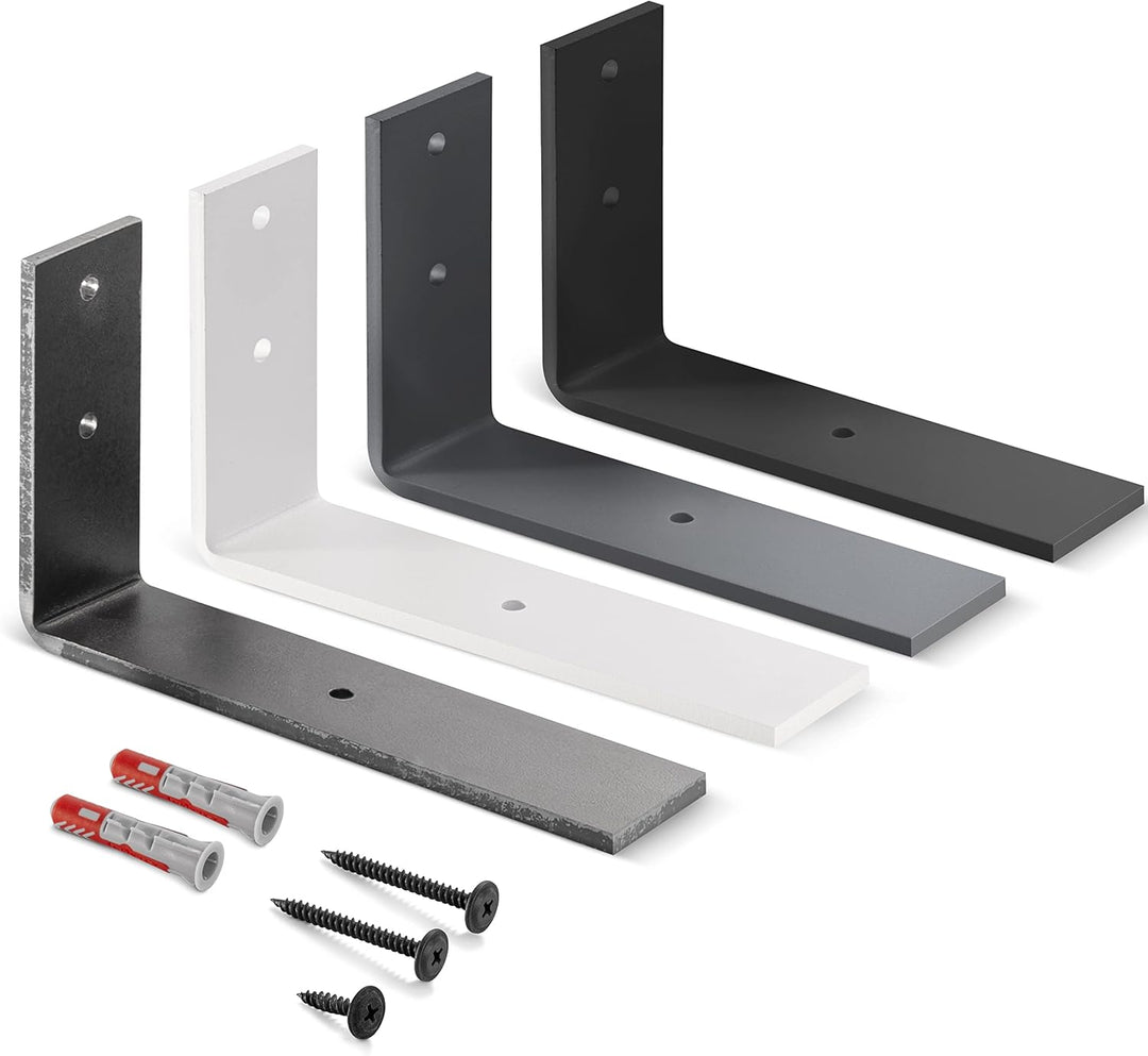 HOLZBRINK Regalträger Metall Regalhalter für Wandregal, Regalwinkel, weiss 200x100x40 mm, 8 Stück, H