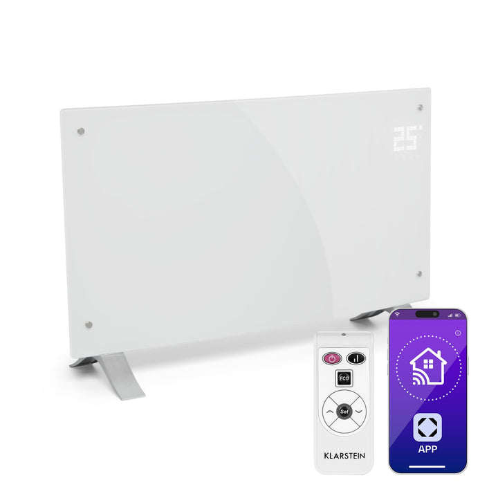 Klarstein Elektroheizung, Konvektor-Heizung Freistehend oder Wandmontage, Energiesparend, App-Contro