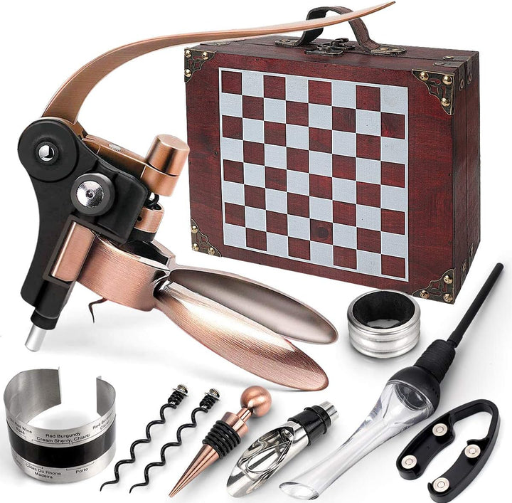 ZBPASL Korkenzieher Set in Holzkiste Geschenk,Luxus Weinöffner,Wein Sommelier Sets mit Flaschenöffne