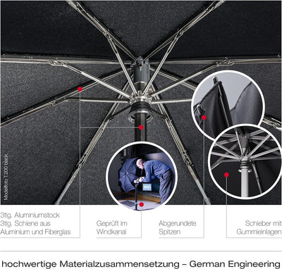 Knirps T.200 Taschenschirm Duomatic DOT Art Rot - inkl. Futteral im Schirmdesign - Hochqualitative V