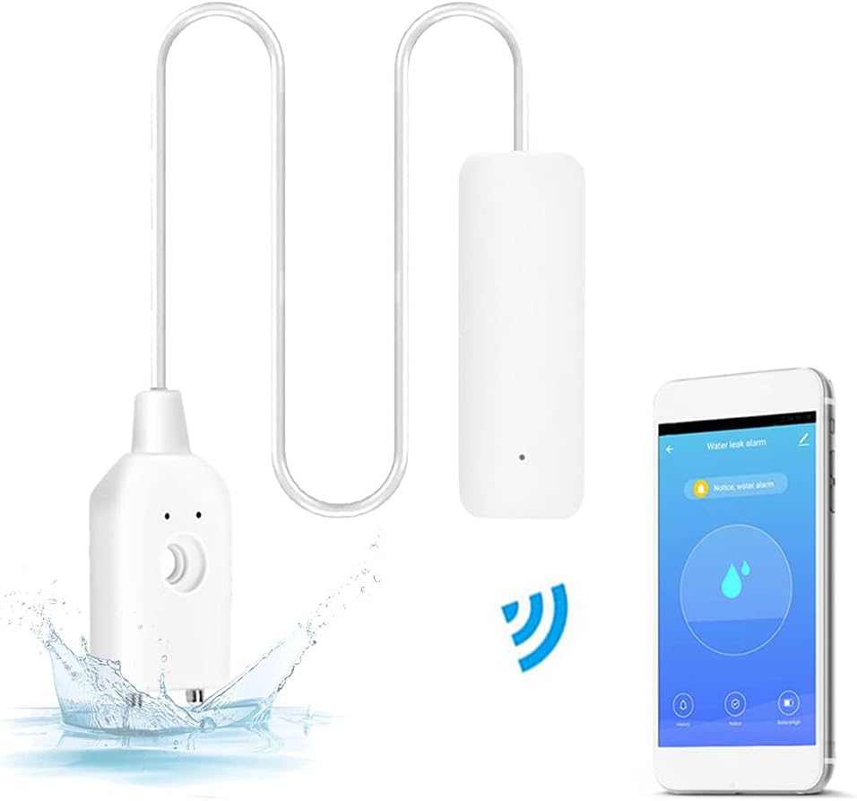 Wasseralarmsensor, WiFi-Wasser-Leckdetektor, Überlauf-Hochwasser-Leck-Alarme, Remote-Monitor-Leck-Le