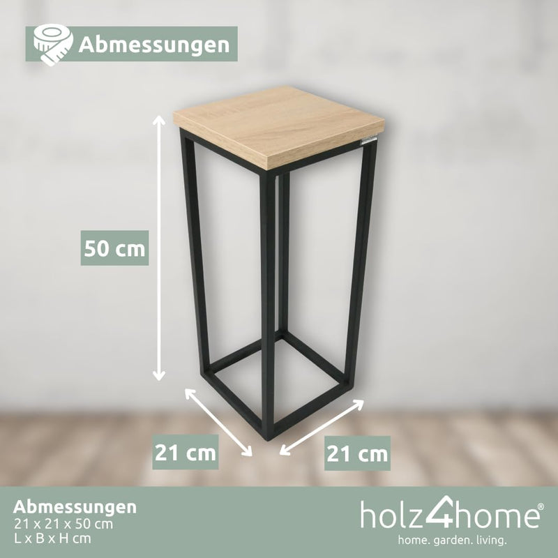 holz4home® Dekoständer aus MDF Eichenholz I Blumenständer Sonoma Eiche I Höhe: 50 cm I Dekosäule mit