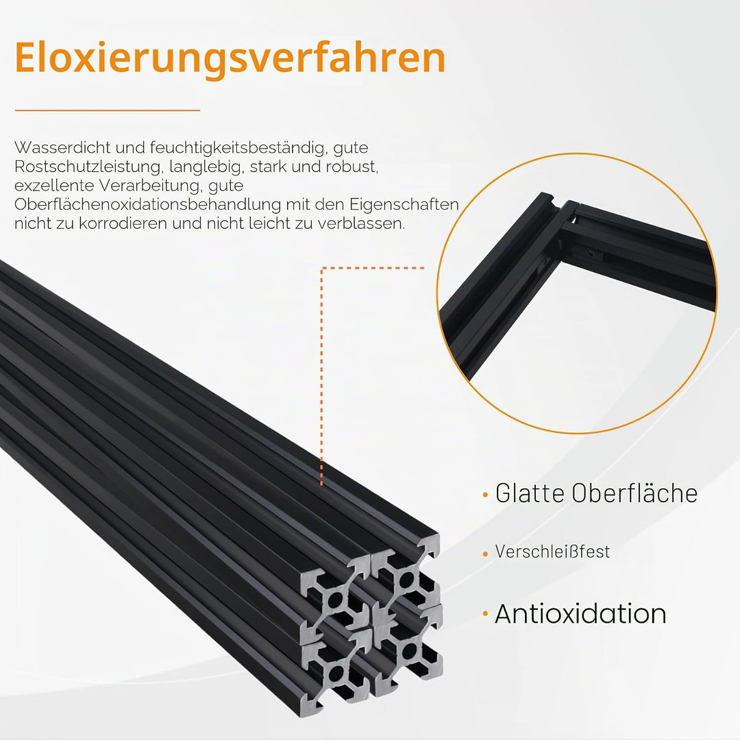 CNCYEAH 4 Stück V Typ Systemprofile 2020 1000mm Aluminiumprofil Extrusions Eloxierte Linearschiene+4