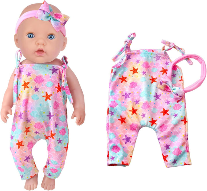 4 Sets Kleidung und Zubehör für Puppen 35-45 cm und 14-18 Zoll - Enthält Overall, Oberteil, Hose, Hu