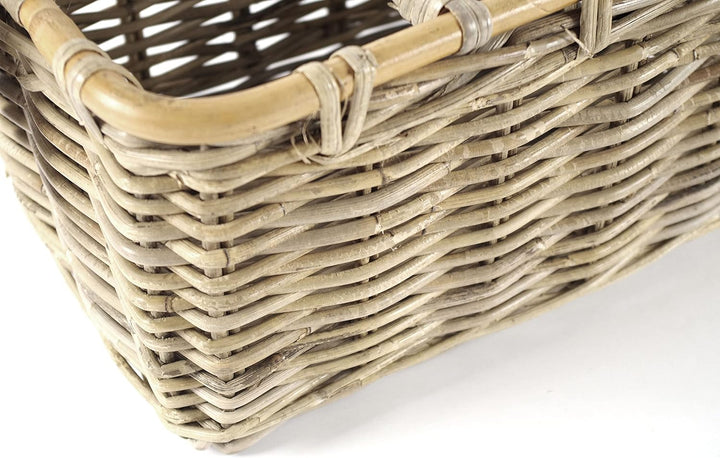 Kobolo Flaschenkorb Flaschenträger für 6 Flaschen aus grauem Rattan