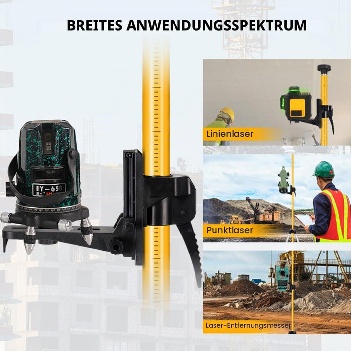 Laser Teleskopstange 3m/10ft, Laser-Stativ mit Höhenverstellung, Lasermontagestange-360°Drehung, Bau
