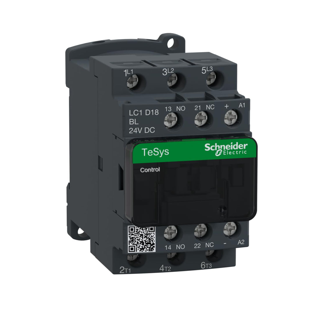 Schneider TeSys D Schütz LC1D18BL, 18 A, 3P, nach AC-3, DC Spule, 24 V, weiss