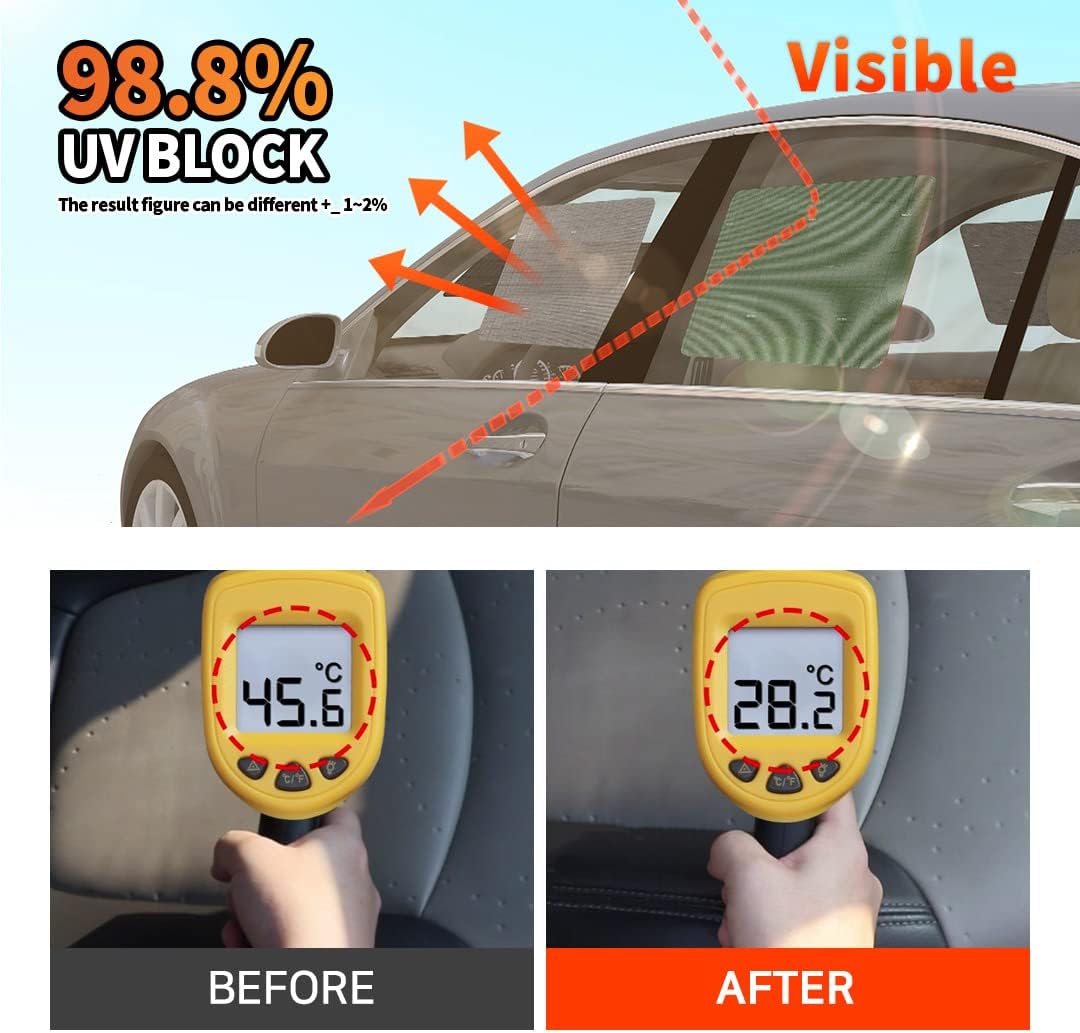 Sun Bat Statisch haftende Auto-Sonnenschutzfolie 6-er Packung Die einzige zertifizierte Autofenster-