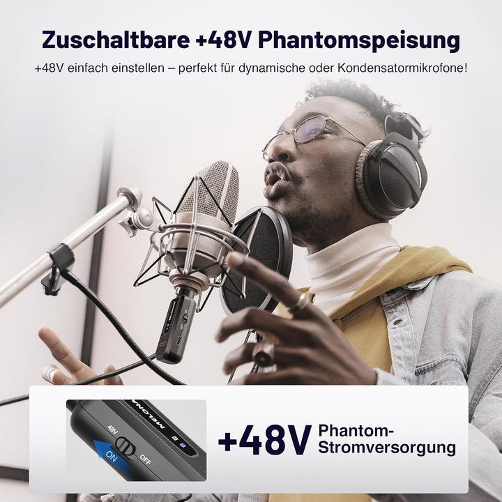 Melonare Plug on UHF 900MHz XLR Wireless Microphone Adapter, XLR Wireless Audio Transmitter & Receiv