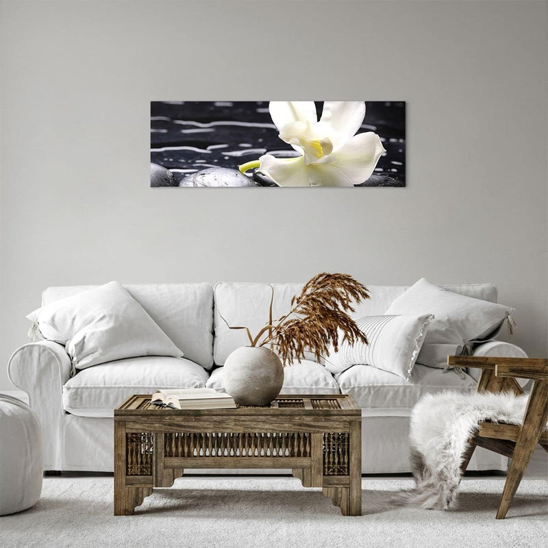 Panorama Bilder auf Leinwand Spa Orchidee Steine Wasser Leinwandbild 90x30cm Wandbilder Dekoration W