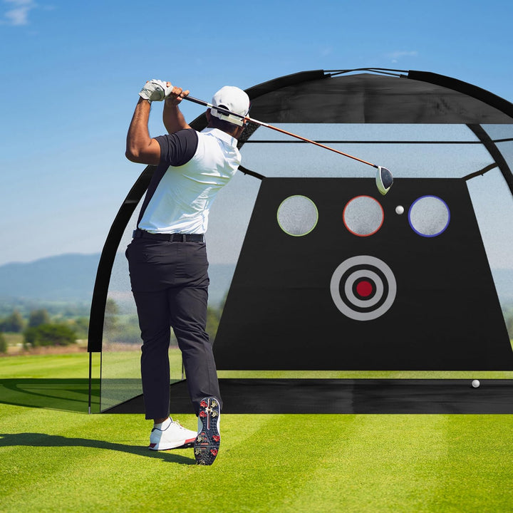 Relaxdays Golf Übungsnetz, Zielscheibe, Tragetasche und Heringe, HxBxT: 200x300x170 cm, Golfnetz Gar