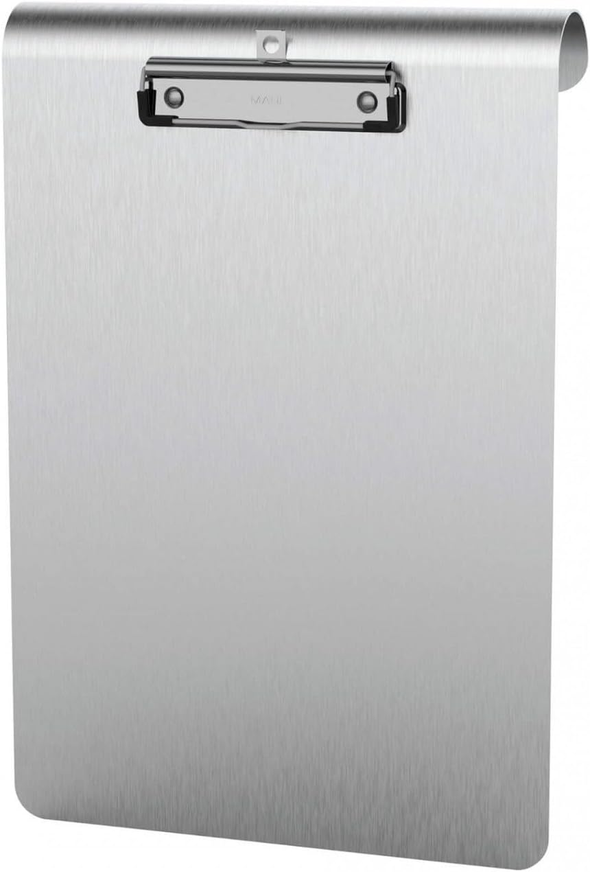 MAUL Klemmbrett MAULmedic zum Einhängen, Schreibplatte, DIN A4 hoch, eloxiertes Aluminium/Edelstahl,