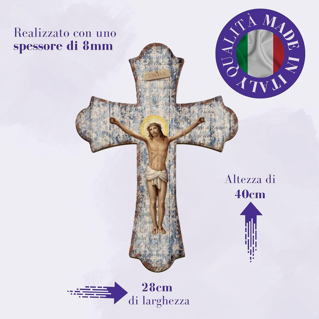 Fratelli Bonella | Vintage-Kreuz aus Religiösen Holz der Kreuz 28 x 40 cm | Made in Italy 28x40cm, 2
