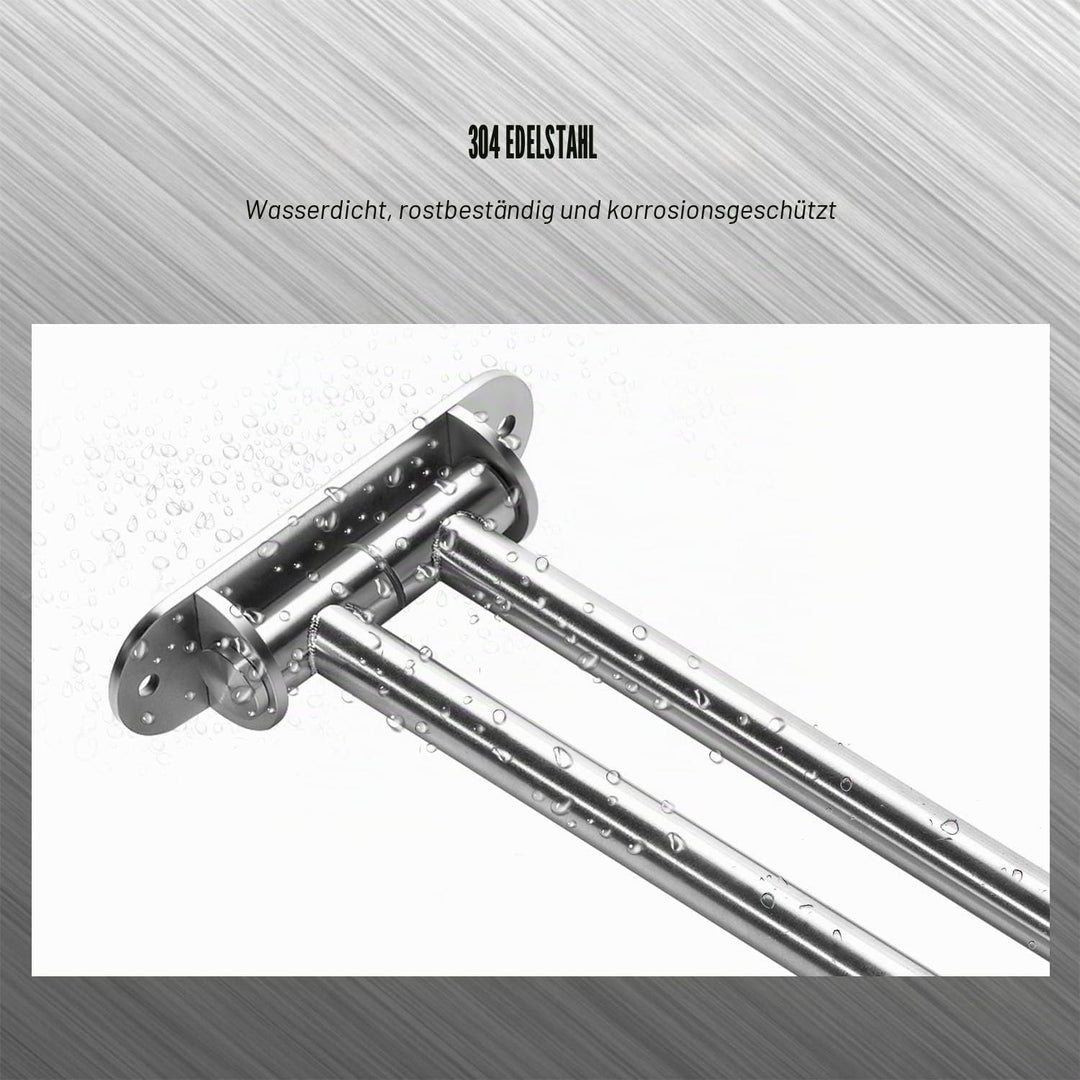 qobobo 180° Drehung Edelstahl Handtuchstange Doppelt Armen Schwenkarm 40 cm Bad V2A Rostfreier Handt