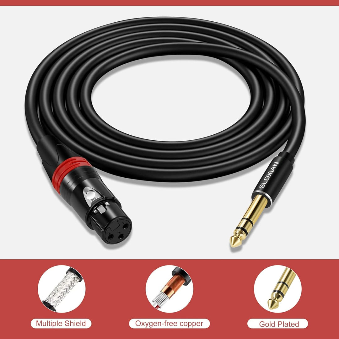SLDXIAN 6,35mm TRS Klinke auf XLR Buchse Mikrofonkabel, 1/4 Zoll Klinke auf XLR Female Kabel (5M, Fe