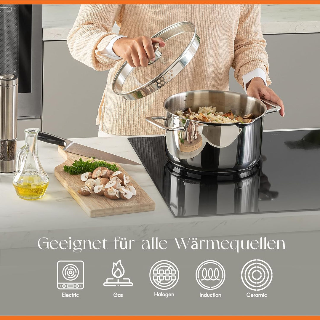 Classique Kochtopf mit Deckel - Ø 20 cm - Suppentopf Induktion Pfanne - Antihaft-beschichtung - Geei